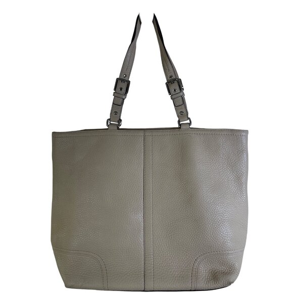 Coach Leather Tote Handbag Large 18" X 13 Carry On Tan Pebbled - Picture 7 of 10